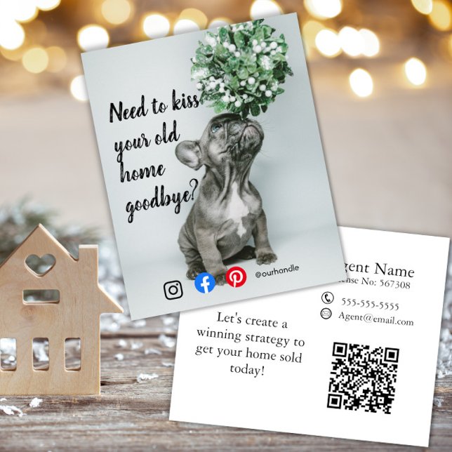 Funny Real Estate Christmas Card pug mistletoe Flyer (Creator Uploaded)