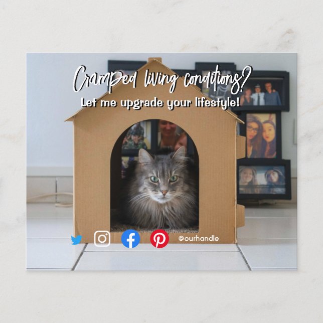 funny real estate cramped living cat in house flyer (Front)