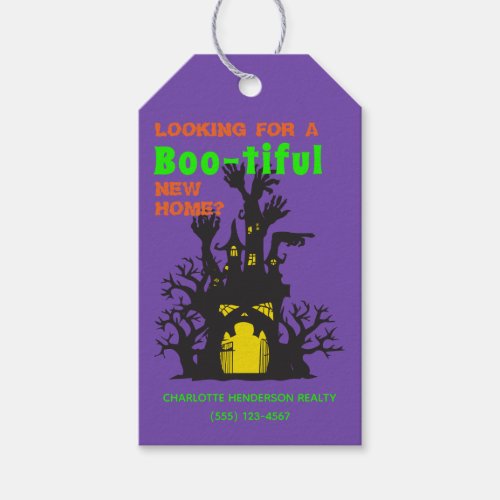 Funny Real Estate Haunted House Halloween Gift Tags