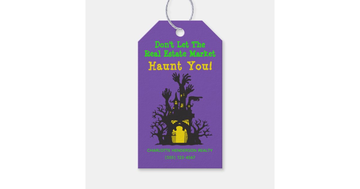 Funny Real Estate Haunted House Halloween Gift Tags | Zazzle