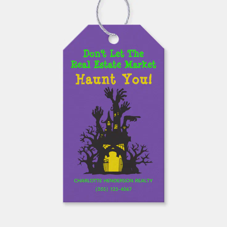 Funny Real Estate Haunted House Halloween Gift Tags | Zazzle Funny Real Estate Haunted House Halloween Gift Tags | Zazzle