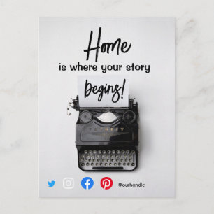 funny real estate home is where your story begins postcard