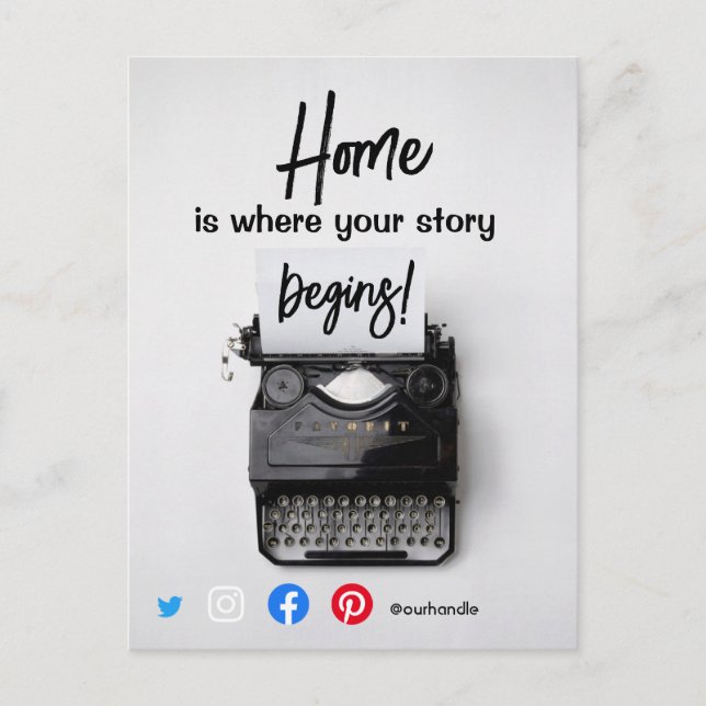 funny real estate home is where your story begins postcard (Front)