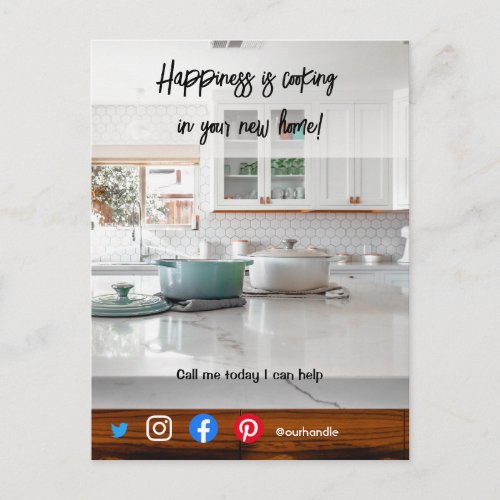 funny real estate postcard cooking new home
