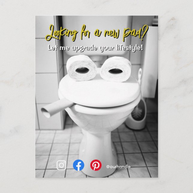 funny real estate postcard cramped toilet (Front)