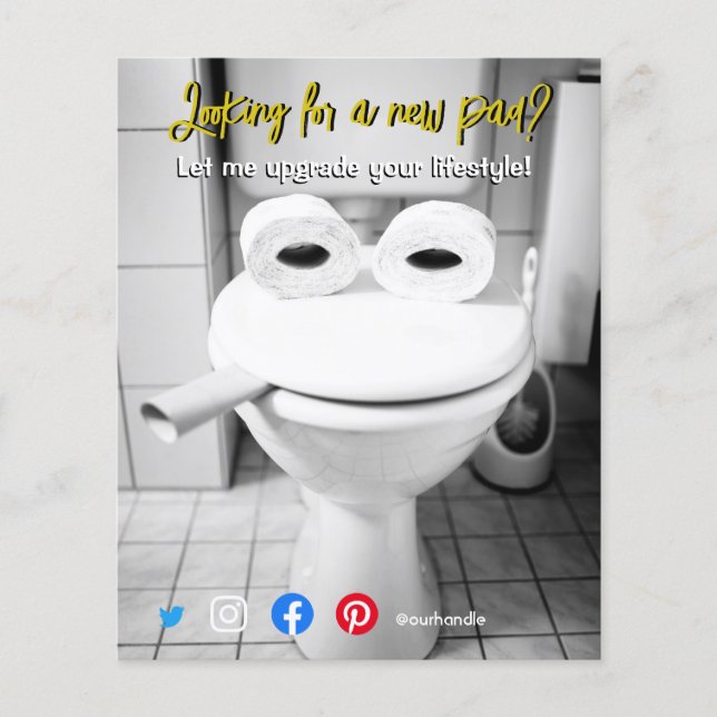 funny real estate postcard cramped toilet flyer (Front)