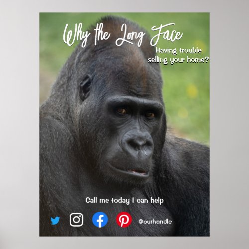 funny real estate postcard long face ape poster