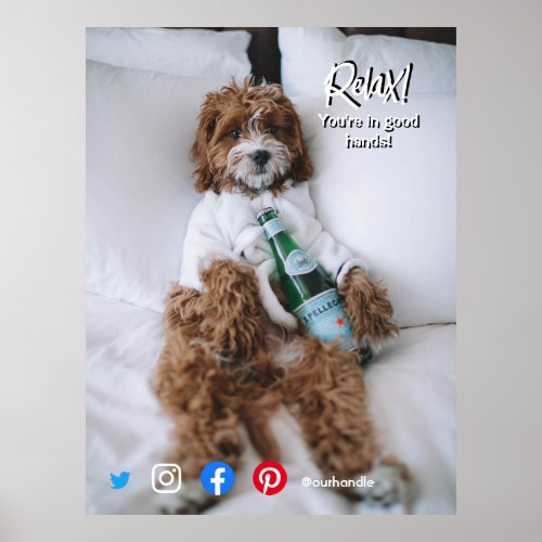 funny real estate postcard relax bed dog poster