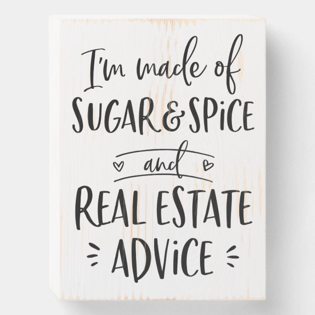 Funny Real Estate Quote Farmhouse Distressed Decor Wooden Box Sign (Front Vertical)
