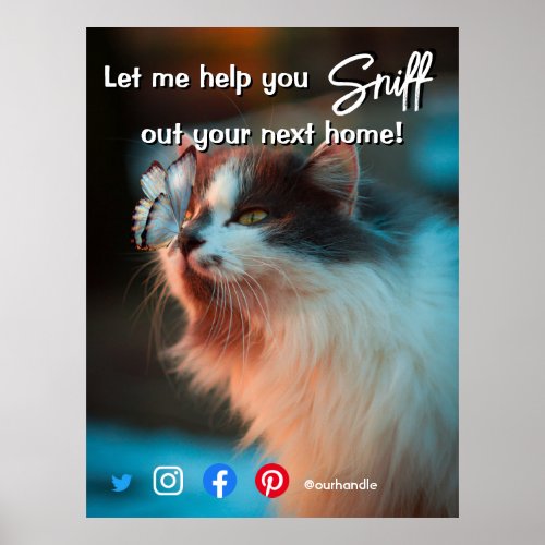 funny real estate sniff out your next home cat pos poster