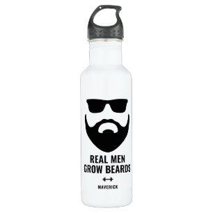 Funny Real Men Grow Beards Name Stainless Steel Water Bottle