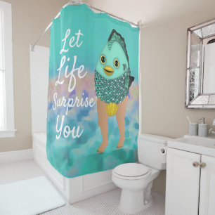 Funny Real Mermaid with Inspirational Quote Shower Curtain