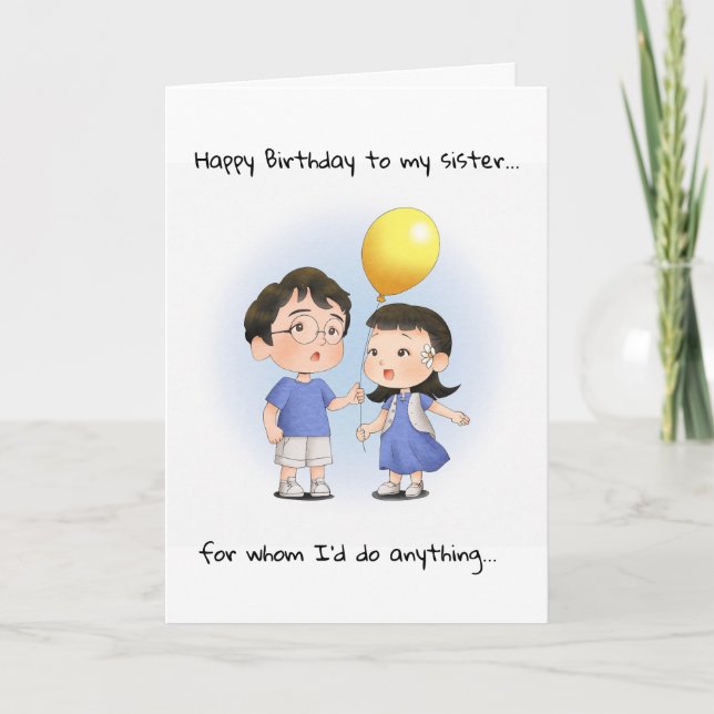 Funny  Real Parents Happy Birthday Sister  Card (Front)