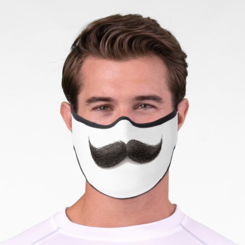 Funny realistic drawn black moustache premium face mask