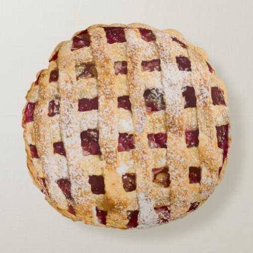 Funny Realistic Looking Cherry Pie  Round Pillow