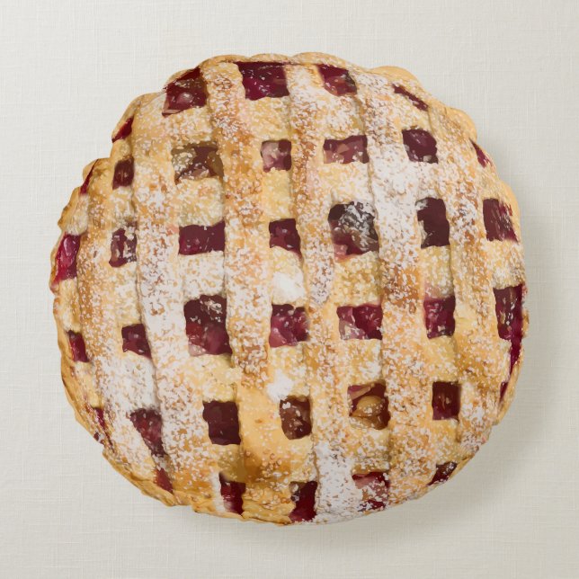 Funny Realistic Looking Cherry Pie  Round Pillow (Front)