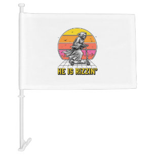 Funny Reaper Scooter Vintage Sunset Shirt Design_1 Car Flag