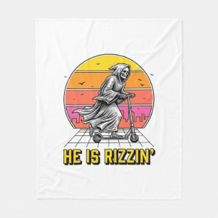 Funny Reaper Scooter Vintage Sunset Shirt Design_1 Fleece Blanket