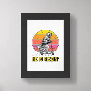 Funny Reaper Scooter Vintage Sunset Shirt Design_1 Framed Art