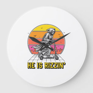 Funny Reaper Scooter Vintage Sunset Shirt Design_1 Large Clock