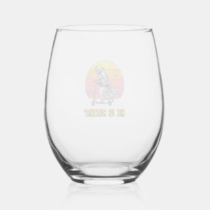 Funny Reaper Scooter Vintage Sunset Shirt Design_1 Stemless Wine Glass