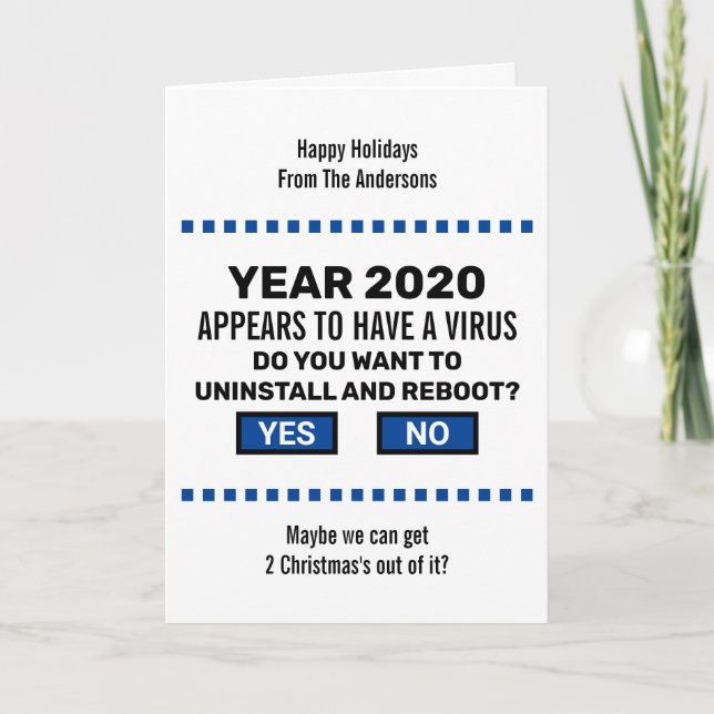 Funny Reboot 2020 Computer Geek Virus Christmas Holiday Card (Front)