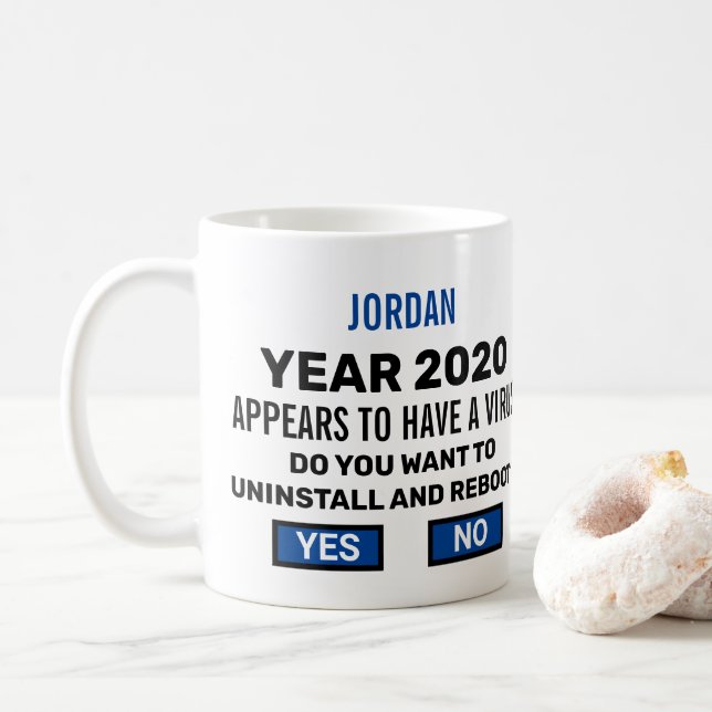 Funny Reboot 2020 Computer Geek Virus Found Coffee Mug (With Donut)