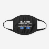 Funny Reboot 2020 Computer Nerd Virus Warning Black Cotton Face Mask (Front)