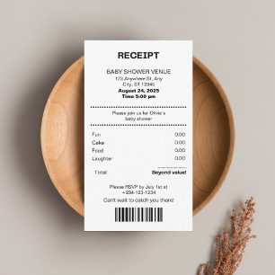 Funny, Receipt theme baby shower invitation