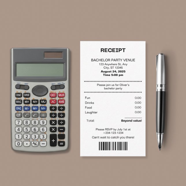 Funny, Receipt theme bachelor party invitation (Creator Uploaded)