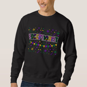 Funny Receptionist Mardi Gras Mask And Beads Famil Sweatshirt