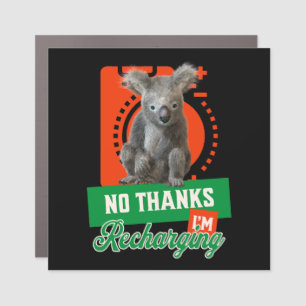 Funny Recharging Koala Introvert Mood Car Magnet