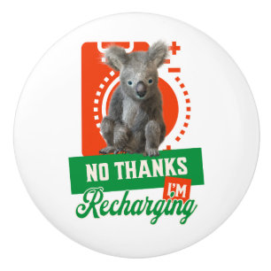 Funny Recharging Koala Introvert Mood Ceramic Knob