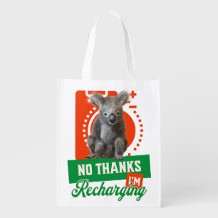 Funny Recharging Koala Introvert Mood Grocery Bag