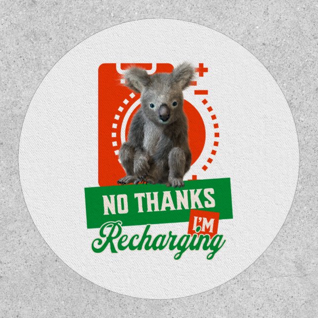 Funny Recharging Koala Introvert Mood Patch (Front)