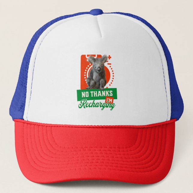 Funny Recharging Koala Introvert Mood Trucker Hat (Front)