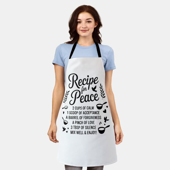 Funny Recipe Quote Kitchen Calm, Acceptance & Love Apron (Worn)