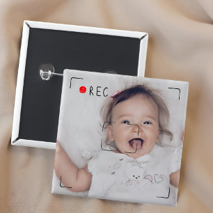 Funny Record Red Dot Custom Photo Button