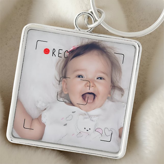 Funny Record Red Dot Custom Photo Keychain (Creator Uploaded)