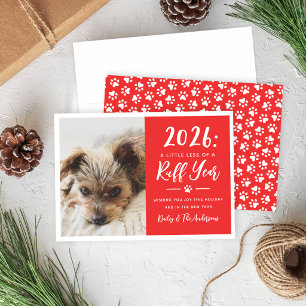 Funny Red 2026 Ruff Year Dog Photo Holiday Card