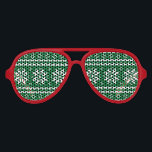 Funny red and green Ugly Christmas Sweater Aviator Sunglasses<br><div class="desc">Funny red and green Ugly Christmas Sweater party shades. Humorous Xmas sunglasses. Fun props for winter Holiday costume party, corporate office party gag, kids birthday, family reunion etc. Cute novelty glasses for friends, family, Santa Claus or Santa's little helper elf. Aviator and Wayfarer model design. Goes well with trendy Ugly...</div>