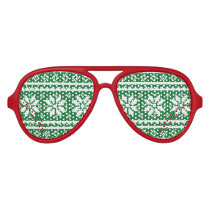 Funny red and green Ugly Christmas Sweater Aviator Sunglasses Funny red and green Ugly Christmas Sweater Aviator Sunglasses