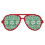 Funny red and green Ugly Christmas Sweater Aviator Sunglasses