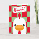 Funny Red And Green White Chicken Christmas Holiday Card