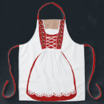 Funny Red and White German Dirndl Apron<br><div class="desc">Fun apron done with graphics of a German red and white dirndl dress, the traditional dress for Austria, Switzerland and Germany. Great for a hostess at an Oktoberfest party.</div>