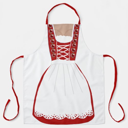 Funny Red and White German Dirndl Apron