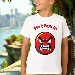Funny Red Angry Emoji Kids T-Shirt