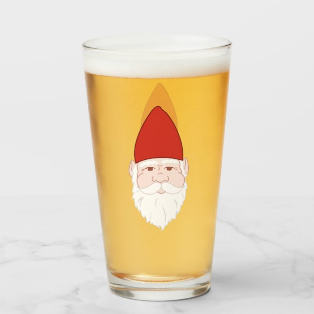 Funny Red Angry Gnome Glass (Front Filled)