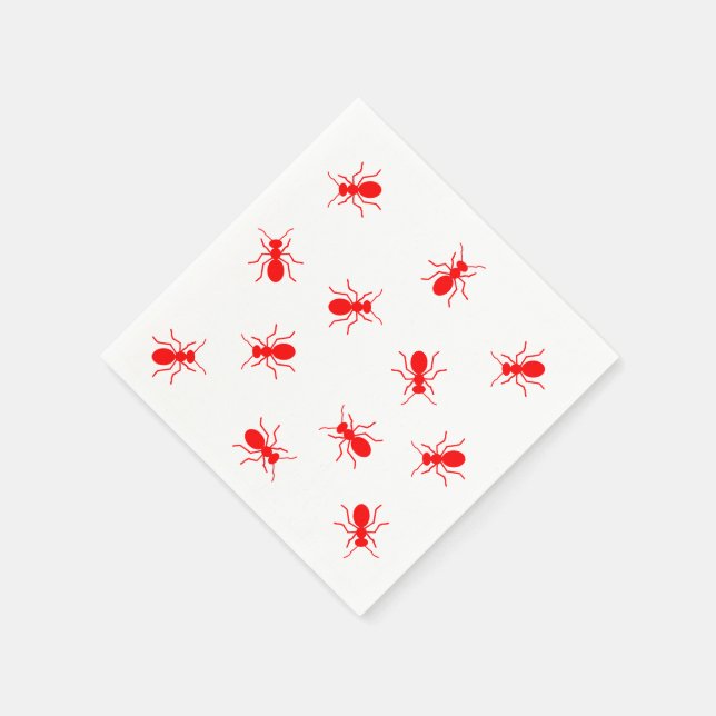 Funny Red Ants Backyard Cookout BBQ Grill Picnic Paper Napkins (Corner)