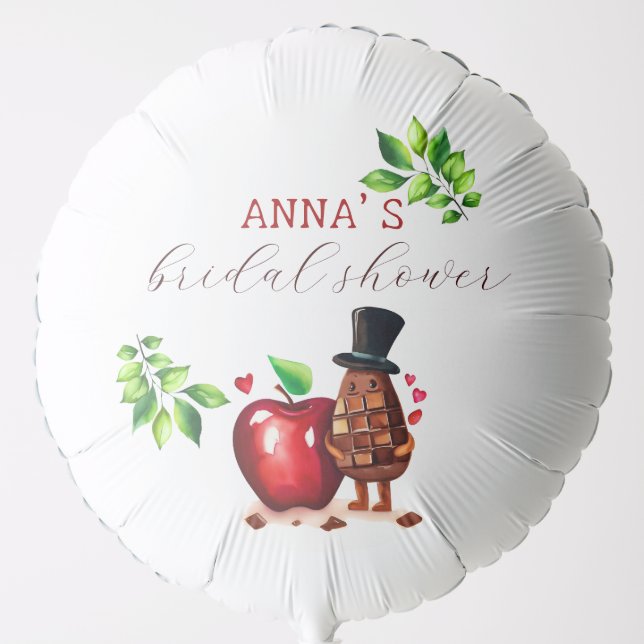Funny Red Apple in Love Bridal Shower Balloon (Front)